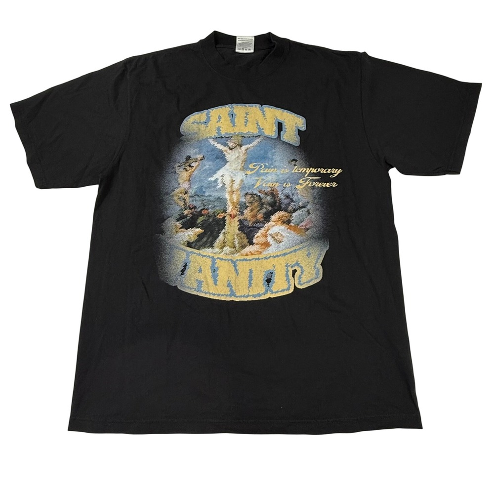 World Famous Saint Vanity Heavyweight T-Shirt Black Large Religious Graphic Tee